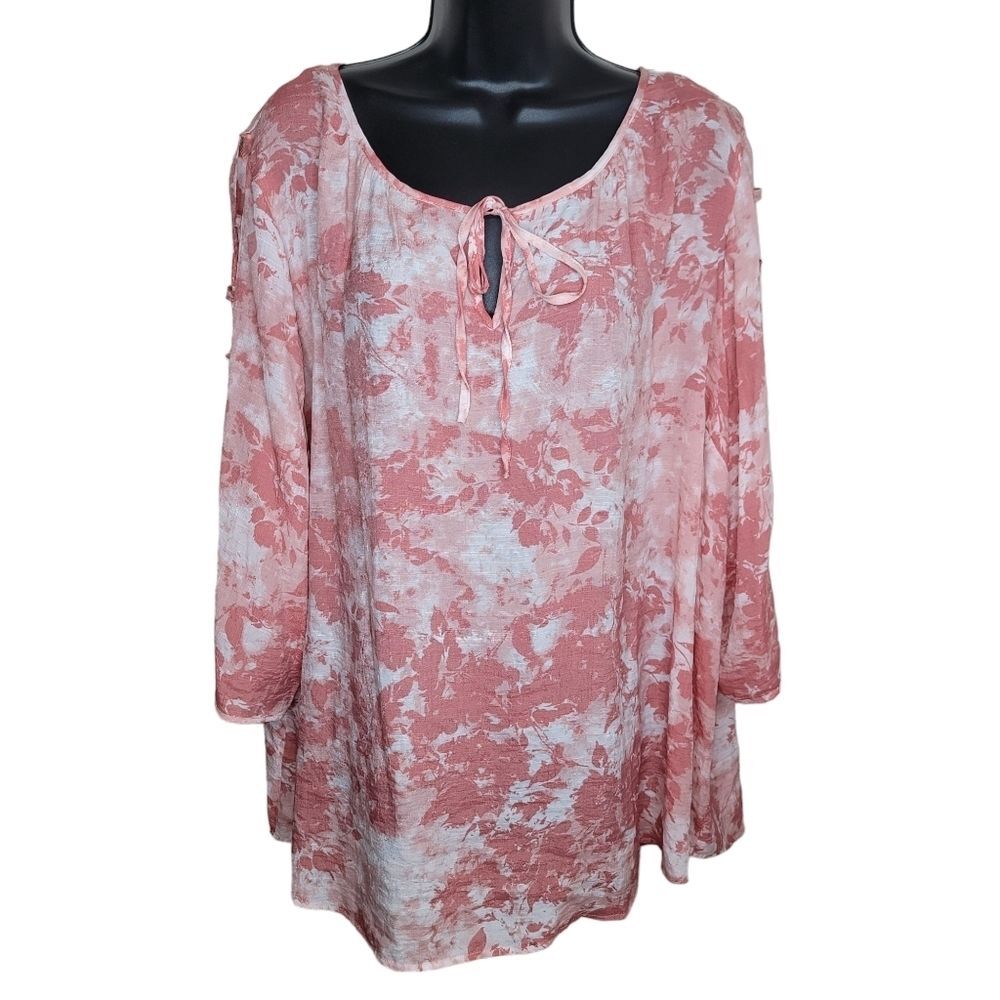 Fred David lattice sleeve peasant top blouse 3x